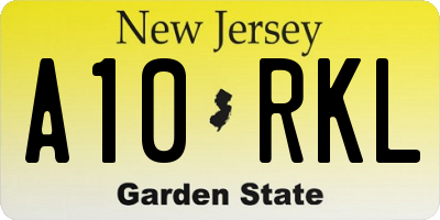 NJ license plate A10RKL