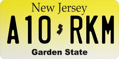 NJ license plate A10RKM