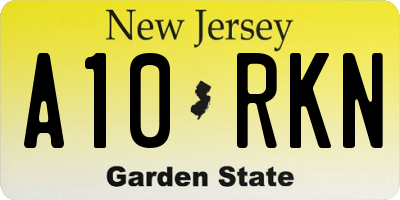 NJ license plate A10RKN