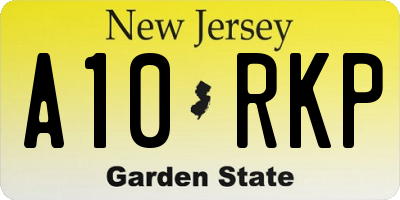 NJ license plate A10RKP