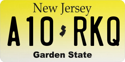 NJ license plate A10RKQ