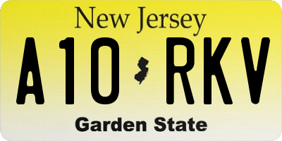 NJ license plate A10RKV