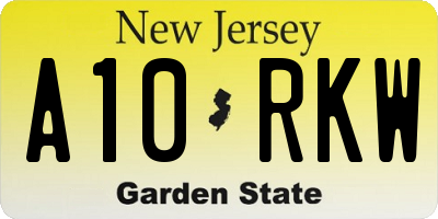 NJ license plate A10RKW