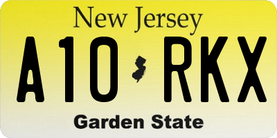 NJ license plate A10RKX