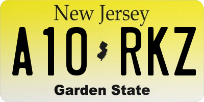 NJ license plate A10RKZ