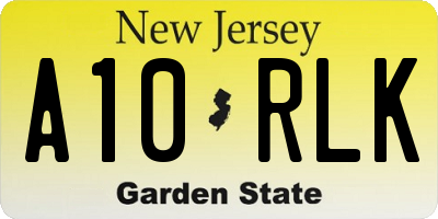 NJ license plate A10RLK