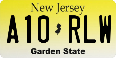 NJ license plate A10RLW