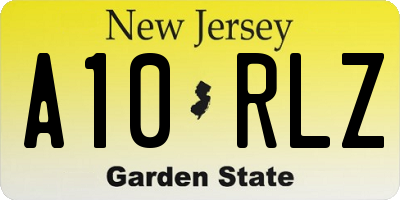 NJ license plate A10RLZ