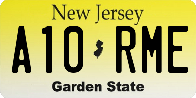 NJ license plate A10RME