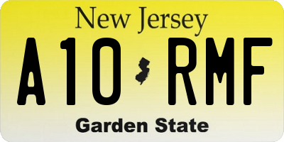 NJ license plate A10RMF