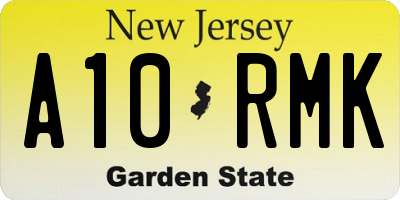 NJ license plate A10RMK