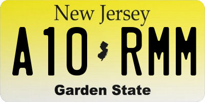 NJ license plate A10RMM
