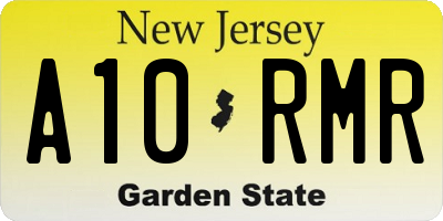 NJ license plate A10RMR