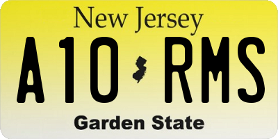 NJ license plate A10RMS
