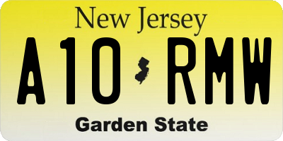 NJ license plate A10RMW