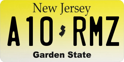 NJ license plate A10RMZ
