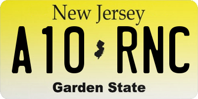 NJ license plate A10RNC