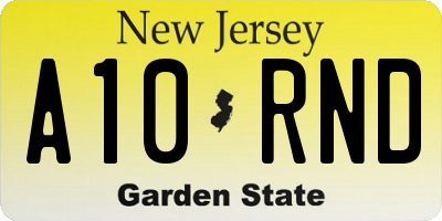 NJ license plate A10RND