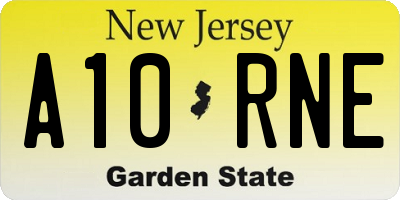 NJ license plate A10RNE