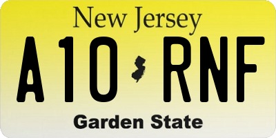 NJ license plate A10RNF