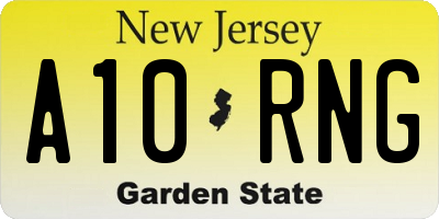 NJ license plate A10RNG