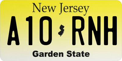 NJ license plate A10RNH