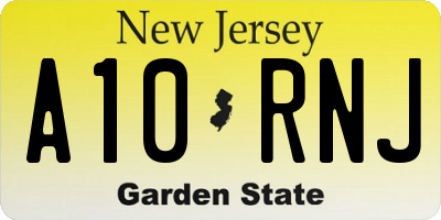 NJ license plate A10RNJ