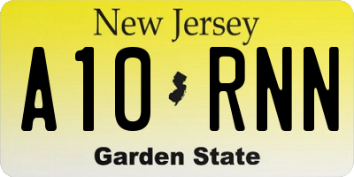 NJ license plate A10RNN