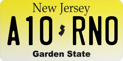 NJ license plate A10RNO