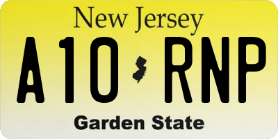 NJ license plate A10RNP