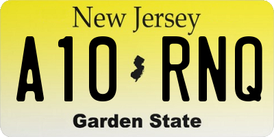 NJ license plate A10RNQ