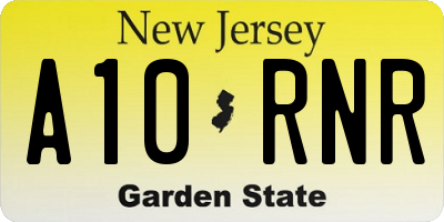 NJ license plate A10RNR
