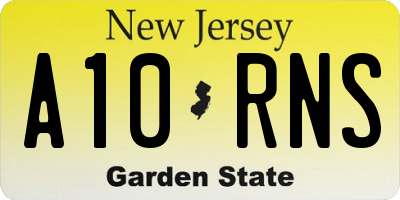 NJ license plate A10RNS