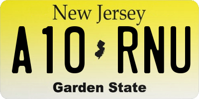 NJ license plate A10RNU
