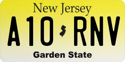 NJ license plate A10RNV