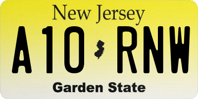 NJ license plate A10RNW