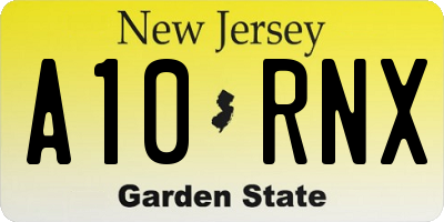 NJ license plate A10RNX