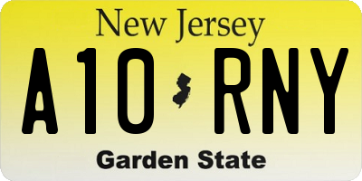NJ license plate A10RNY