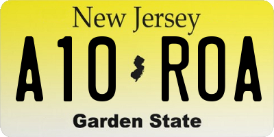 NJ license plate A10ROA