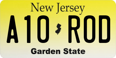 NJ license plate A10ROD