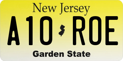 NJ license plate A10ROE