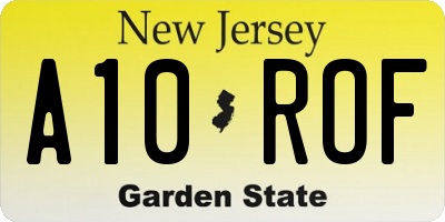 NJ license plate A10ROF