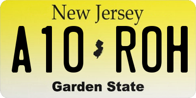 NJ license plate A10ROH