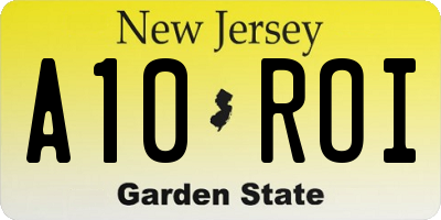 NJ license plate A10ROI