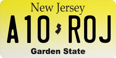 NJ license plate A10ROJ