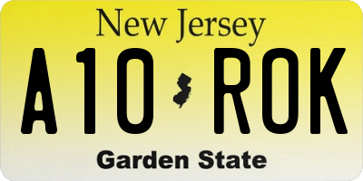 NJ license plate A10ROK