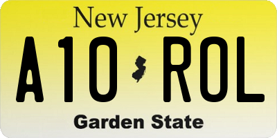 NJ license plate A10ROL