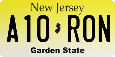 NJ license plate A10RON
