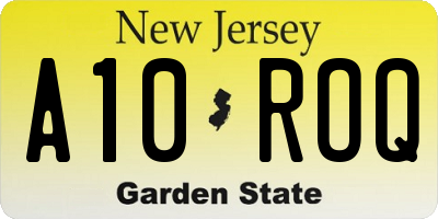 NJ license plate A10ROQ