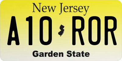 NJ license plate A10ROR